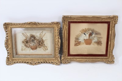 Lot 781 - Two Regency seaweed and shell displays in baskets, one with charming seaweed verse, both mounted in gilt glazed frames, 26 x 33 cm and 29 x 31 cm