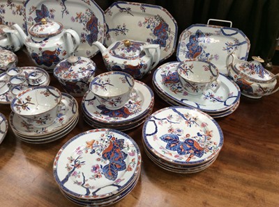 Lot 252 - An extensive Spode part tea and dinner service comprising: side plates of three sizes (27), oval ashets (3), graduated octagonal ashets (5), saucers of two sizes (22), muffin dishes (3)...