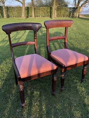 Lot 30 - Three pairs of Victorian mahogany dining chairs and a further trio of mahogany chairs, each with upholstered seat (9)
