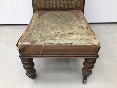 Lot 142 - Victorian rosewood prie dieu chair with arched back on turned front legs with original tapestry upholstery