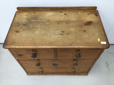 Lot 33 - Victorian pine chest of two short and two long drawers with bun handles and ledge back, 86cm wide
