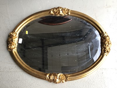 Lot 70 - Georgian mahogany corner washstand, nautical stick stand and a gilt framed oval wall mirror
