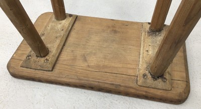 Lot 40 - Victorian pine stool with rectangular top on faceted tapering legs joined by stretchers, 71cm high x 46cm wide x 25.5cm deep