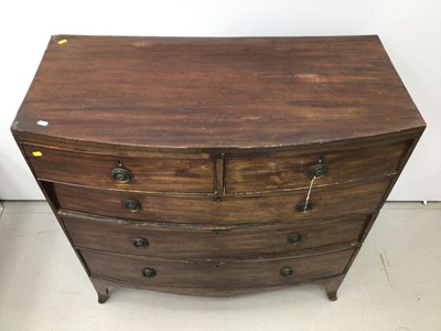Lot 125 - 19th century mahogany chest of two short and three long drawers with brass ring handles, on splayed bracket feet, 102cm wide x 49cm deep x 105cm high f