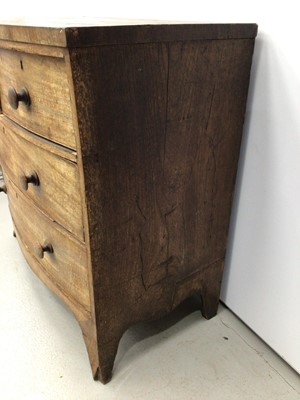 Lot 132 - 19th century mahogany chest of two short and two long drawers with bun handles, on splayed legs, 90cm wide x 51cm deep x 89cm
