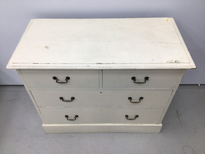 Lot 133 - Edwardian white painted chest of two short and two long drawers, with brass handles, 103cm wide x 49cm deep x 84cm high