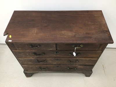 Lot 124 - George III mahogany chest of two short and three long drawers with brass handles, on bracket feet, 90cm wide x 41cm deep x 79cm high, formally a bureau