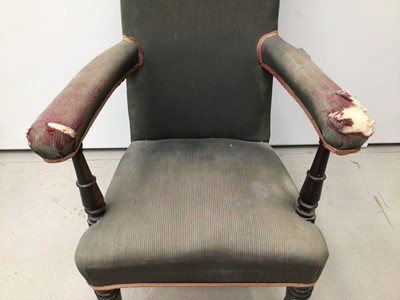 Lot 136 - Victorian prie dieu arm chair with turned supports and castors, 110cm high