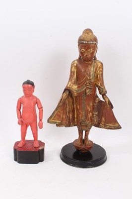 Lot 866 - 19th Century Shakyamuni Burmese standing Buddha, together with a Chinese male medical doll