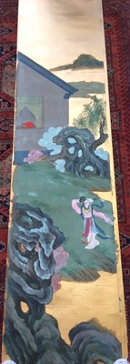 Lot 865 - Early 20th century Chinese hand painted wallpaper mural in six pieces, boxed