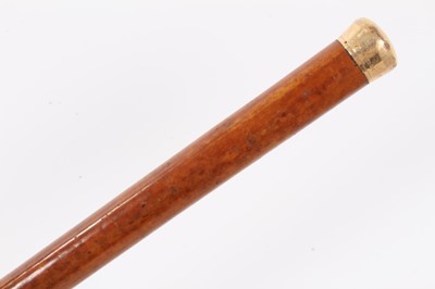 Lot 806 - 1930s gentleman's gold 14ct mounted walking cane with engraved EG 1936 to top 92 cm long