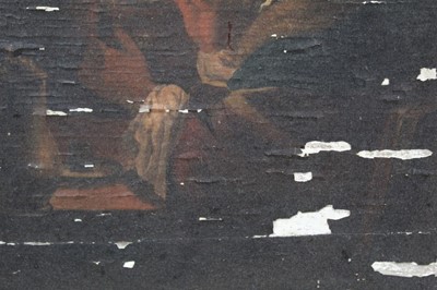 Lot 1243 - Studio of G. Schalken oil on panel - lighting a pipe, in ebonised frame