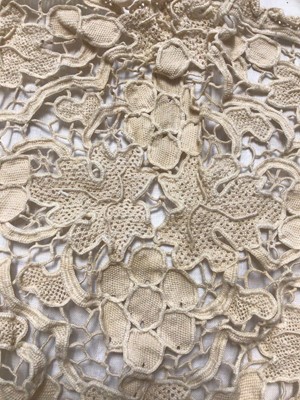 Lot 1919 - 19th century Irish lace collars 3D flowers and Shamrocks (x 3) plus four other lace pieces.