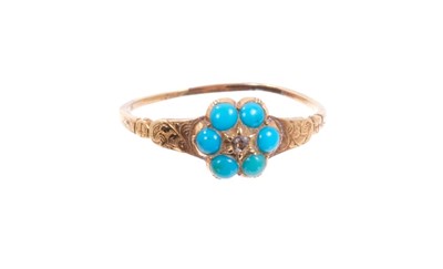 Lot 469 - Regency turquoise forget-me-not ring
