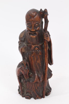 Lot 888 - 19th century Chinese carved bamboo figure of Shou Lao