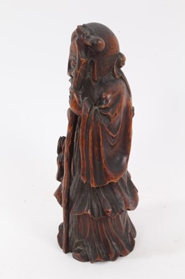 Lot 888 - 19th century Chinese carved bamboo figure of Shou Lao