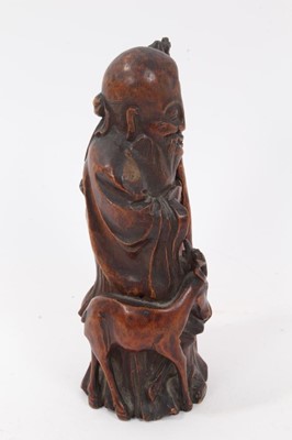 Lot 888 - 19th century Chinese carved bamboo figure of Shou Lao