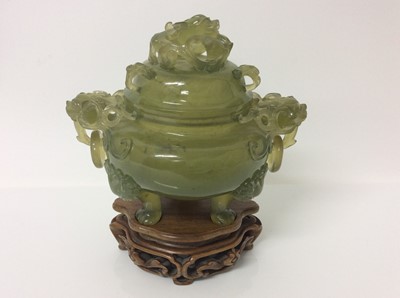 Lot 949 - Chinese carved soapstone censer in case