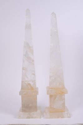 Lot 854 - Impressive near pair of rock crystal obelisks