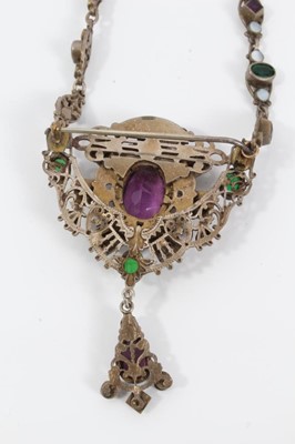 Lot 451 - Austro Hungarian Holbeinesque paste set necklace with a central pendant/brooch suspended from a matching detachable necklace