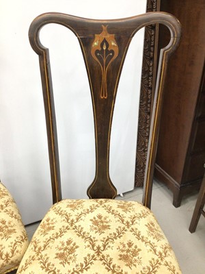 Lot 987 - Edwardian Art Nouveau mahogany set of four dining chairs