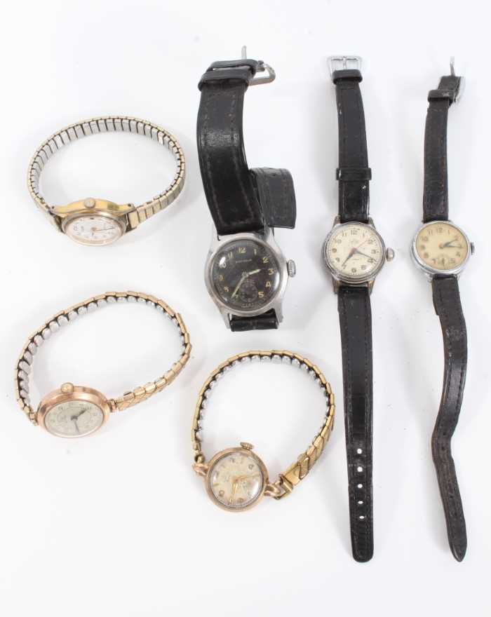 Lot 50 - Group of six vintage ladies wristwatches including two 9ct gold cased watches