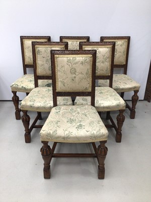 Lot 216 - Set of six carved oak chairs