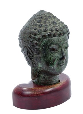 Lot 843 - Antique Thai bronze head of Buddha