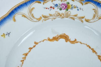Lot 174 - A Meissen plate from the Stadhouder William V service, circa 1772-74, blue crossed swords and dot mark, the centre painted with a view of 'De Stade Arnhem', titled on the reverse in black script, t...