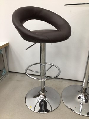 Lot 175 - Glass top table and stools, table H101, W60cm, stools H101, W53.5, D47cm