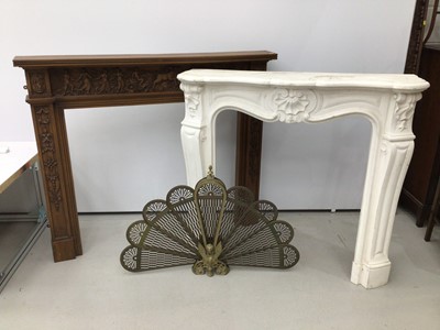 Lot 209 - Two fire surround together with brass fire screen H111, W133, D16cm, H105, W114, D31cm