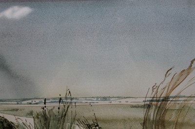 Lot 1092 - *Michael Mick Smee (b.1946) watercolour - Seawall at Fingringhoe, 41cm x 61cm, in glazed frame