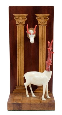 Lot 1812 - Robert Barley sculptural composition - Trophy room, comprised of ivory, coral and other found elements, 26.5cm high