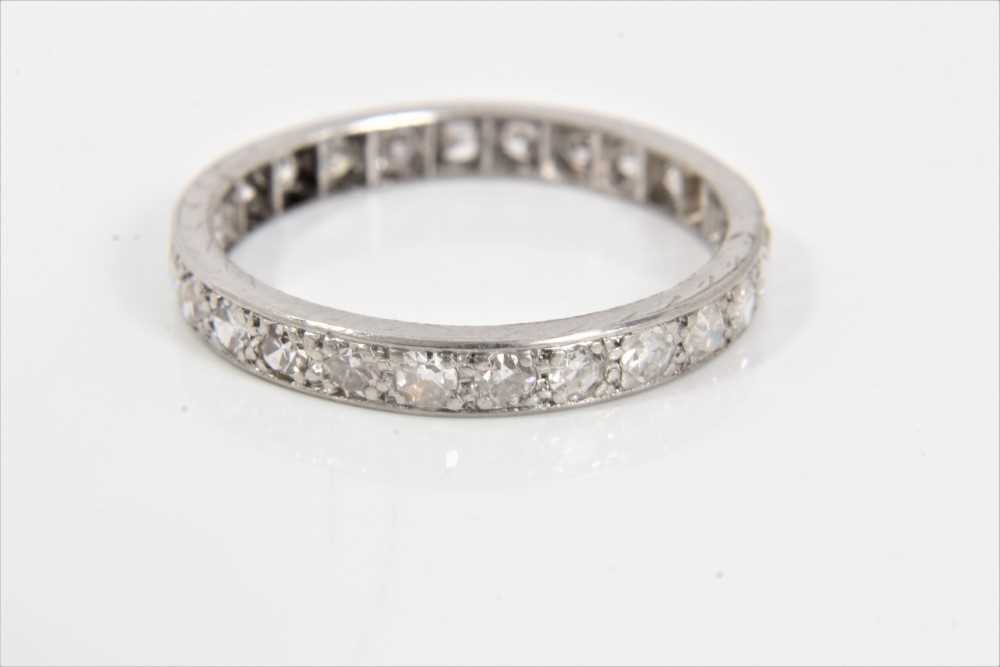 Lot 489 - Diamond eternity ring with a full band of 26 single cut diamonds in white gold setting. Estimated total diamond weight 0.50cts. Finger size approximately O½-P.