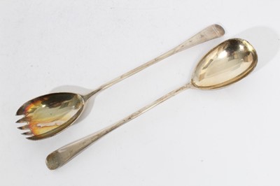 Lot 345 - Pair of Elizabeth II silver Old English pattern salad servers, (Sheffield 1967), maker R F Mosley & Co, all at approximately 7oz, each 25cm in length