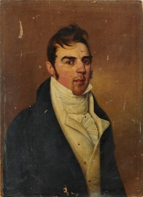 Lot 1258 - Continental School, early 19th century, oil on panel - portrait of a gentleman, unframed 41cm x 30cm