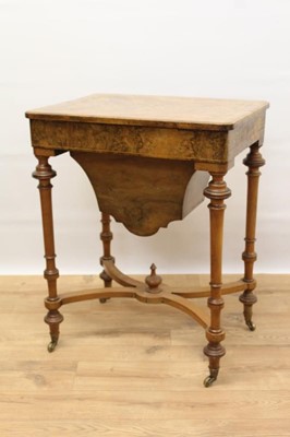 Lot 1439 - Victorian figured walnut work table