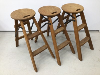 Lot 210 - Three Dylan Pym stools H63, W29, D64cm