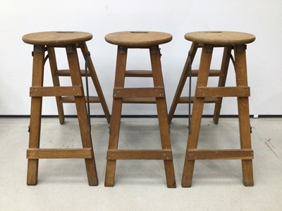 Lot 210 - Three Dylan Pym stools H63, W29, D64cm