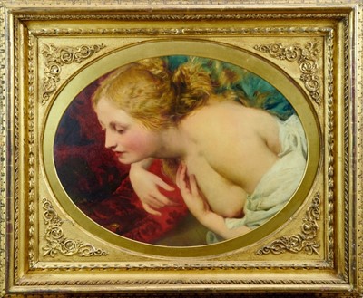 Lot 1228 - Souchon, 19th century,  oil on canvas laid down, study of a female