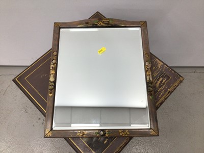 Lot 121 - Oriental painted sewing table with mirror H63, W35.5cm mirror H35, W28.5cm
