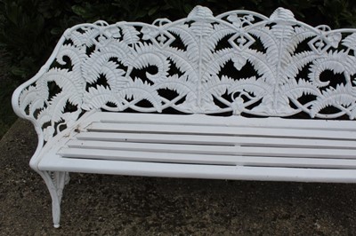 Lot 1489 - Good large Victorian cast iron garden fern and blackberry pattern bench by Coalbrookedale