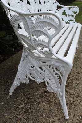 Lot 1489 - Good large Victorian cast iron garden fern and blackberry pattern bench by Coalbrookedale