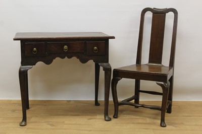 Lot 1488 - Mid 18th century oak lowboy together with an early 18th century oak side chair