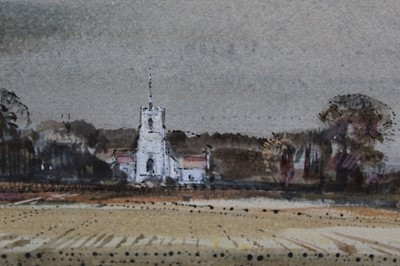 Lot 1124 - *Cavendish Morton (1911-2015) ink and watercolour - Sudbourne Church, signed and dated '71, in glazed frame, 24cm x 31cm