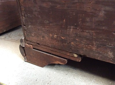 Lot 1445 - George II mahogany dressing chest of small size, with crossbanded top over brushing slide and four graduated drawers, each with brass swan neck handles on ogee bracket feet, 82cm wide x 48cm deep x...