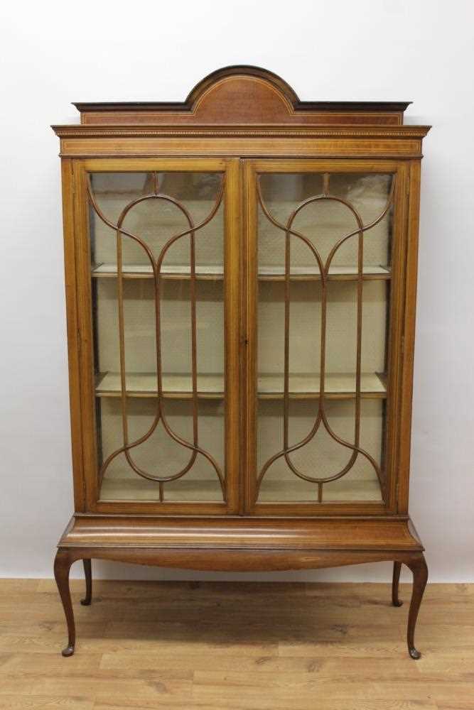 Lot 1435 - Edwardian mahogany and boxwood line inlaid display cabinet