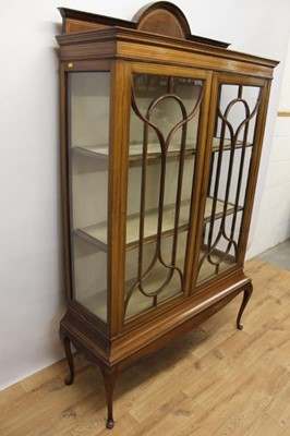 Lot 1435 - Edwardian mahogany and boxwood line inlaid display cabinet