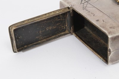 Lot 366 - Unusual Victorian silver combination Tobacco and Vesta box of rectangular form, decorated with engraved facsimile signatures and applied gold European and British Coronets above monograms, with hin...