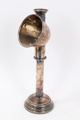 Lot 899 - 19th century silver plated students lamp with adjustable column and revolving shade/ reflector on circular weighted base